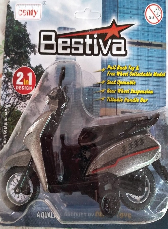 CENTY Toys Bestiva Grey Colour Scooty Toy - Pull Back Action- Rear Wheel Suspension Moves - Seat Opens - Pull Back Action That Can Change To Free Wheel, 3-12 years - Image 2